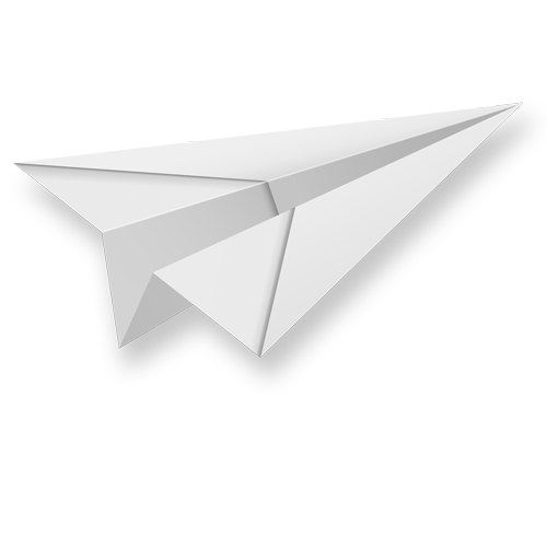 Paper plane floating above a flock of birds