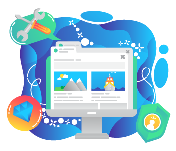 Computer with repair tools and security badge