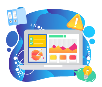 Graphs and pie chart on a laptop screen