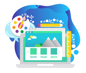 Website with measuring tape, pencil and paintbrush